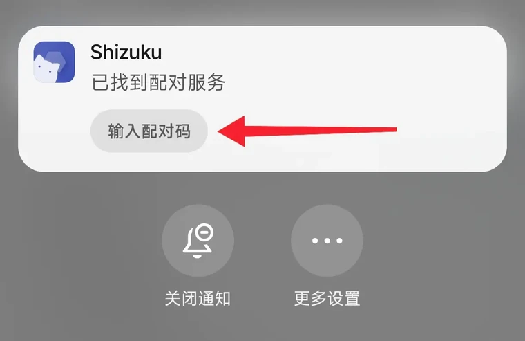 通过通知输入当前配对码